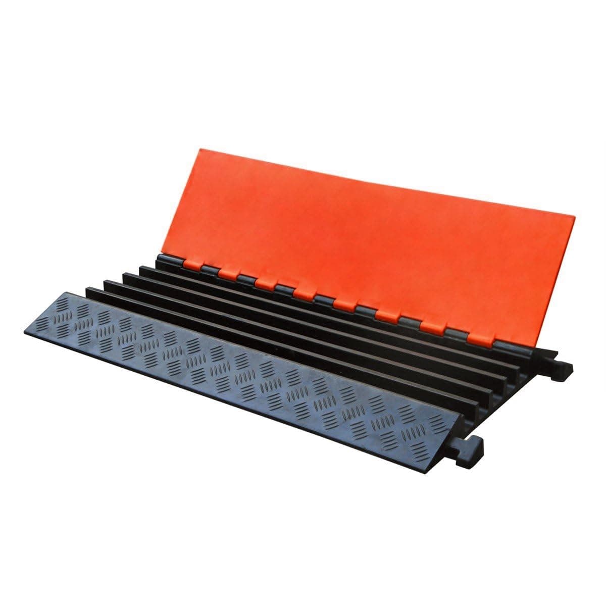 Kable Kontrol Atlas Heavy Duty Cable Protector Wire Ramp - 5 Channel 36” Long Black & Orange – 36,000 Load Capacity - Rubber Speed Bump and Wire Protector for Indoor and Outdoor Use - CP9984