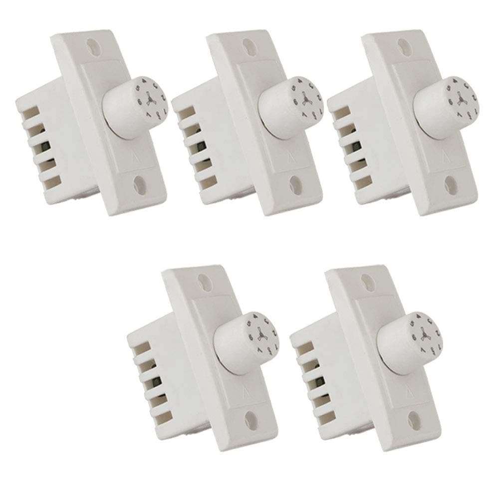 HI PLASST PINS N PLUGS Hi-PLASST (5 pcs) Switch Type Regulator, 7-Step, Non-Modular Step Type Fan Regulator for Home & Offices (White),(L*B = 5.5 * 2.4cm)-Pack of 5