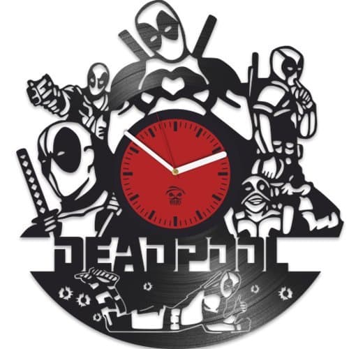 Deadpool Clock, Ryan Reynolds Film Hero, Vinyl Record Clock, Best Gift for Fans, Kovides Vinyl Wall Clock, Home Decor, Comics Movie, Silent Mechanism, Wall Art Decor