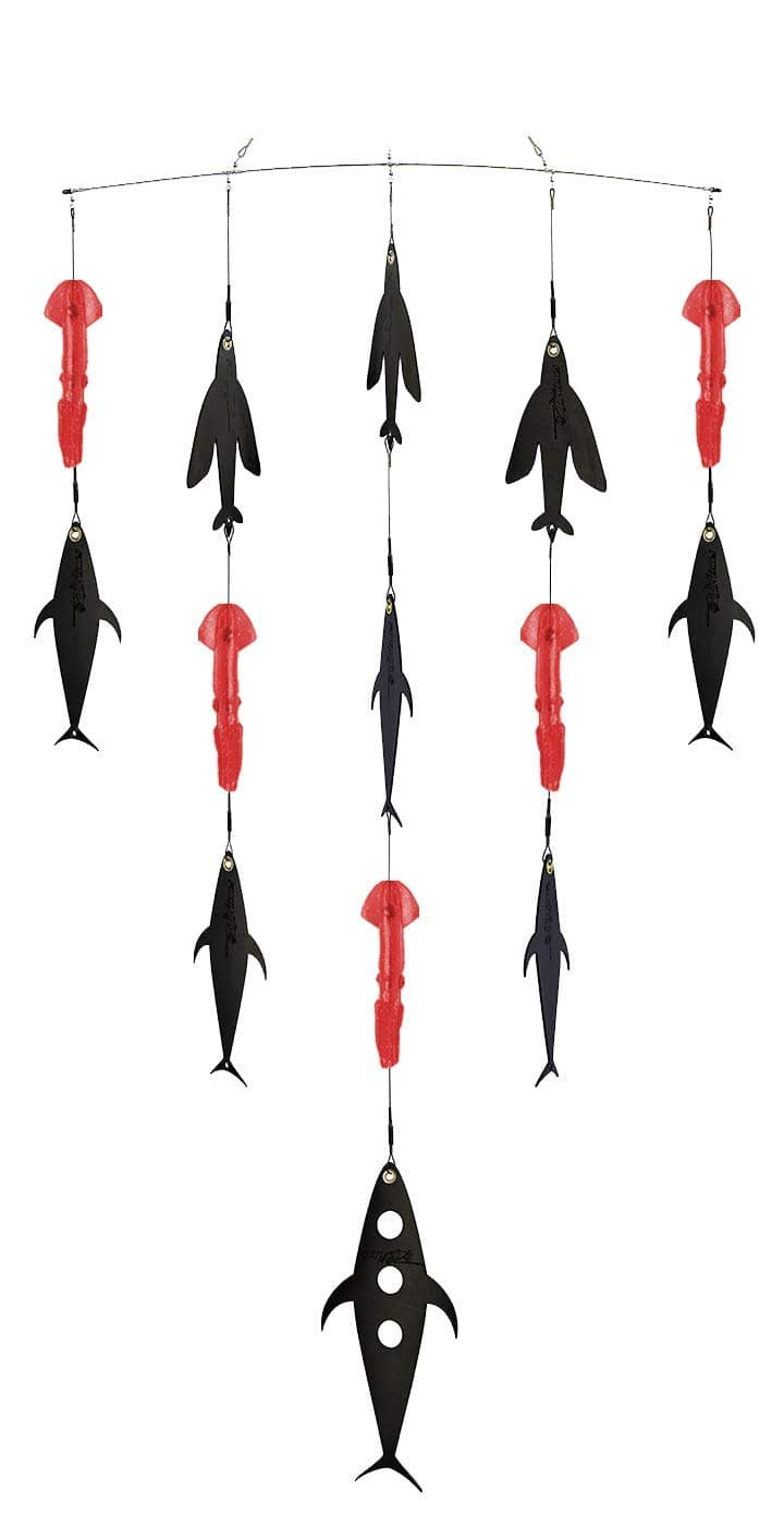 Fish Razr FR917 Premium Spreader Bars with FlapZ and Squid | Offshore Saltwater & Topwater Flash Fishing Lure, Bait, Teaser, 36" Red