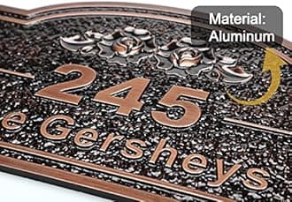 Personalized House Address Plaque 12" Cast Numbers for Outside Custom Street Name Address Sign Plate Vintage for Mailbox Door Room Classic Wall Outdoor Antique Copper