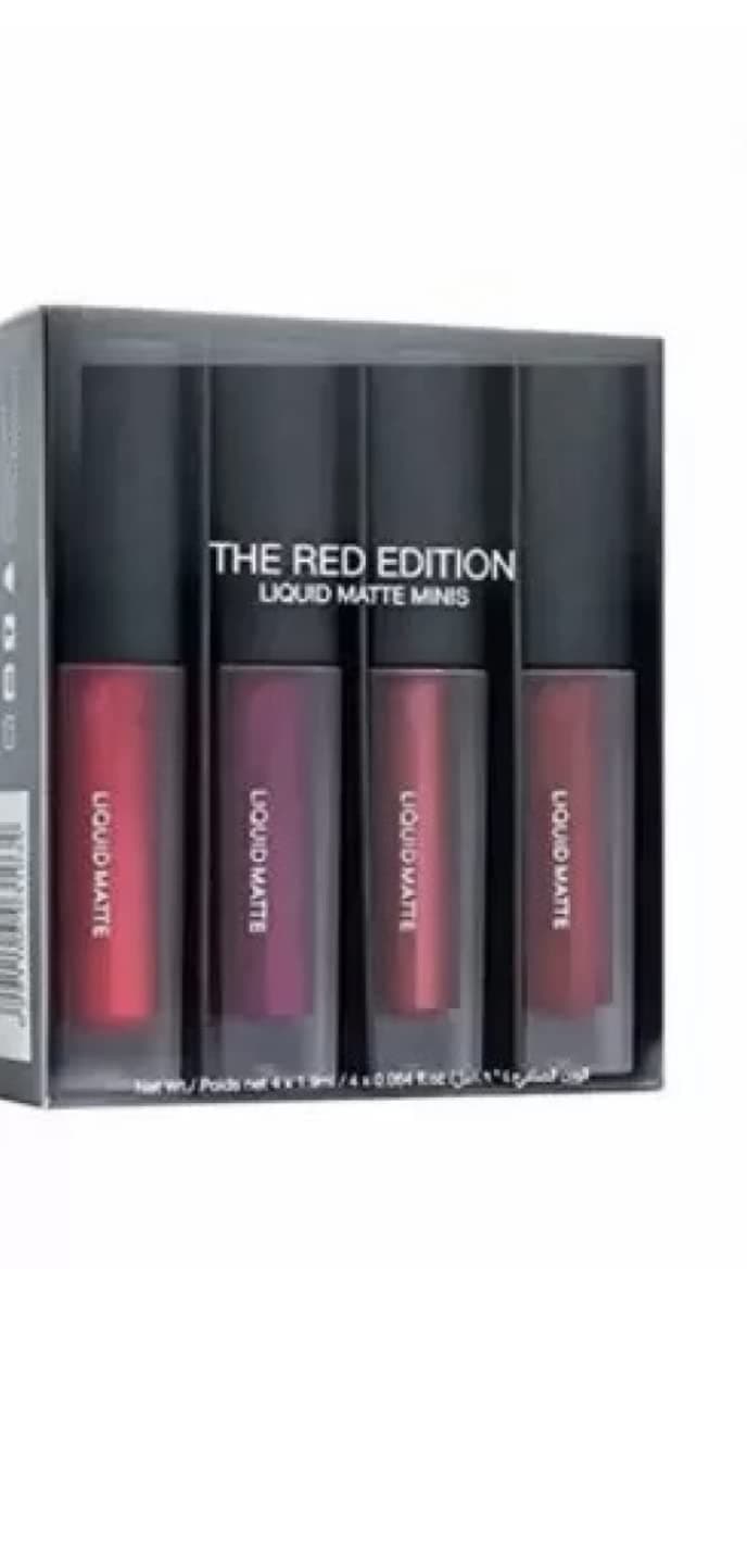 Cazo Professional Makeup Liquid Matte Minis Lipstick Red Edition Pack of 4