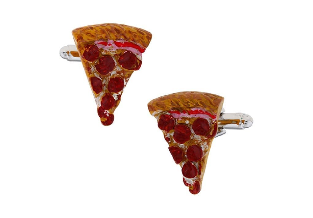 Pizza Slice Pair Cufflinks in a Presentation Gift Box & Polishing Cloth