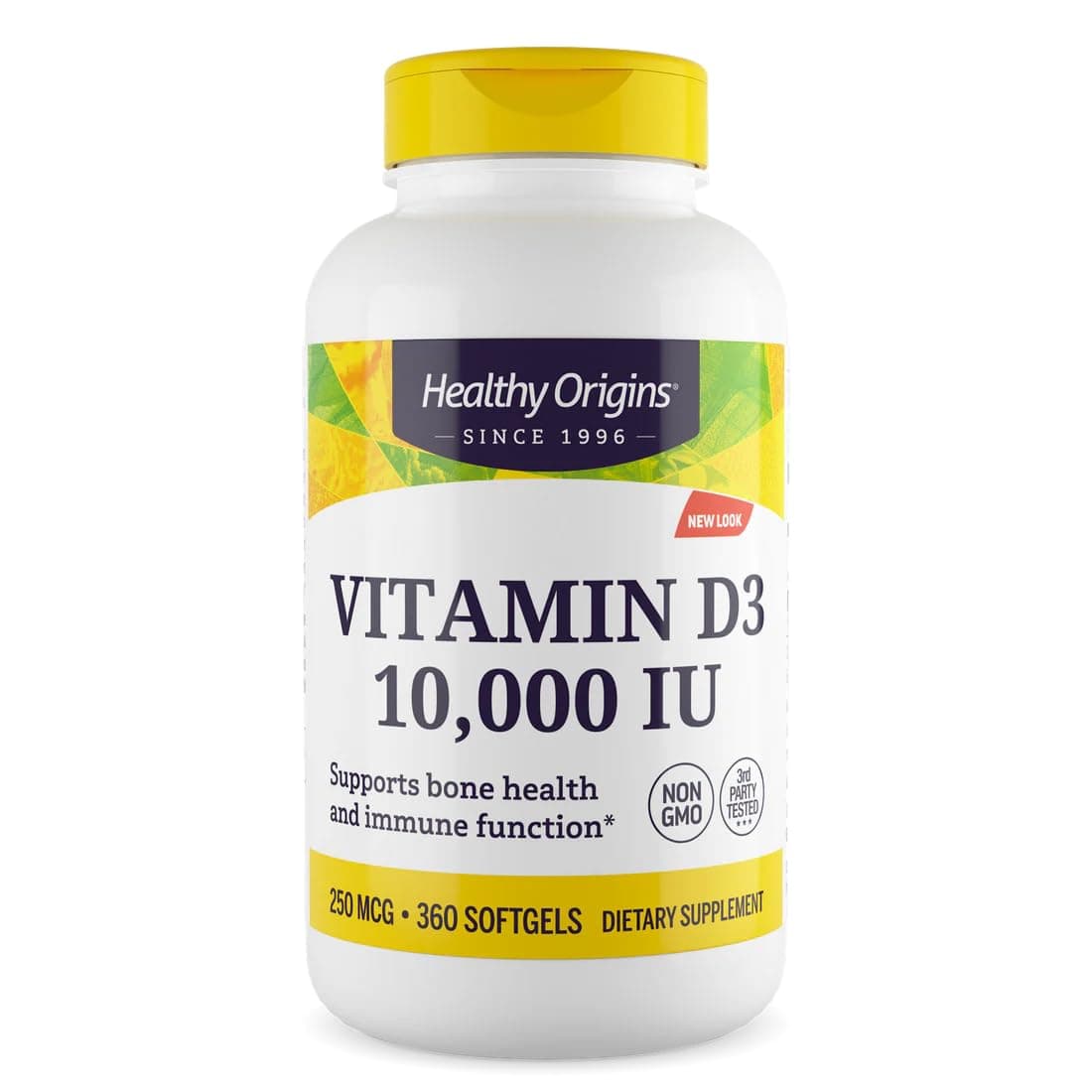 Healthy Origins Vitamin D3 10,000 IU (Non-GMO, High Potency, Bone Support, Immune Support, Gluten Free), 360 Softgels