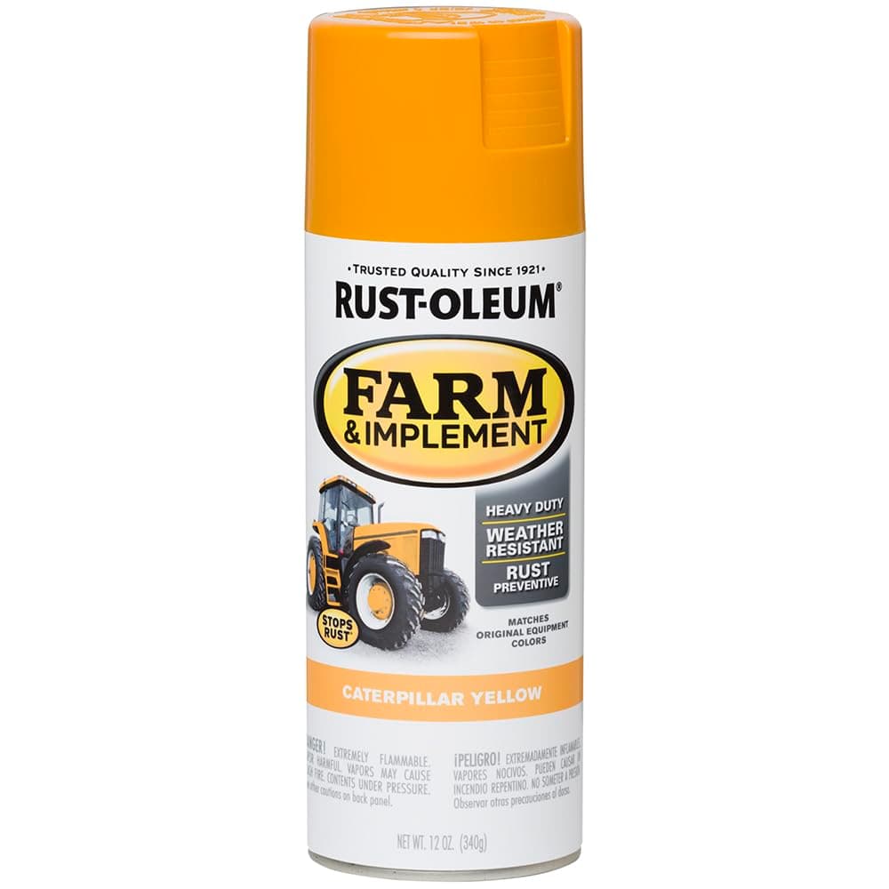 Rust-Oleum 280140 Farm & Implement Spray Paint, 12 oz, Gloss Caterpillar Yellow