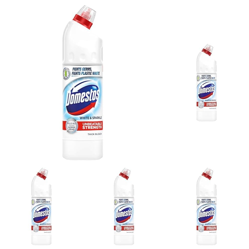 White & Sparkle Thick Bleach eliminates all known germs disinfectant for a clean, safe home 750 ml (Pack of 5)