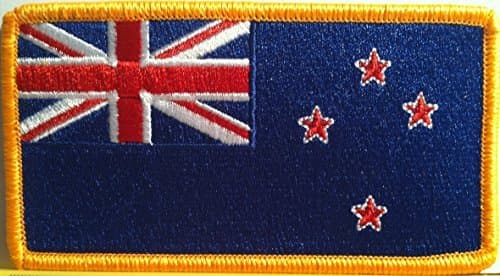 New Zealand Flag Embroidered Patch with Hook & Loop Travel Morale Patriotic MC Biker Shoulder Gold Border Emblem #4