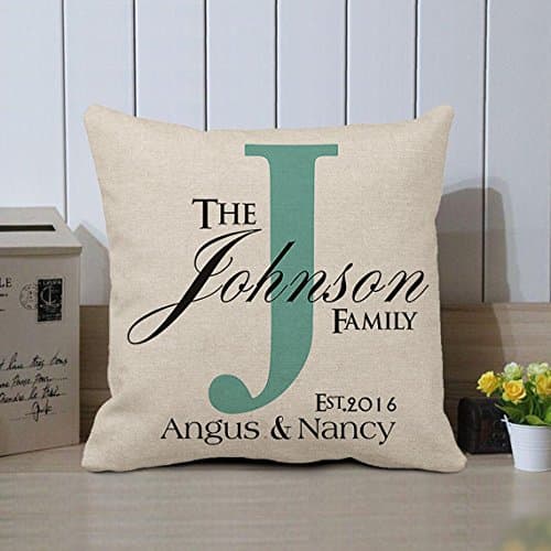 hiusan Personalized Family Name Pillow Covers Custom Pillows Pillow Case Decorative Pillow Case 18 x 18 Gifts for Newlywed