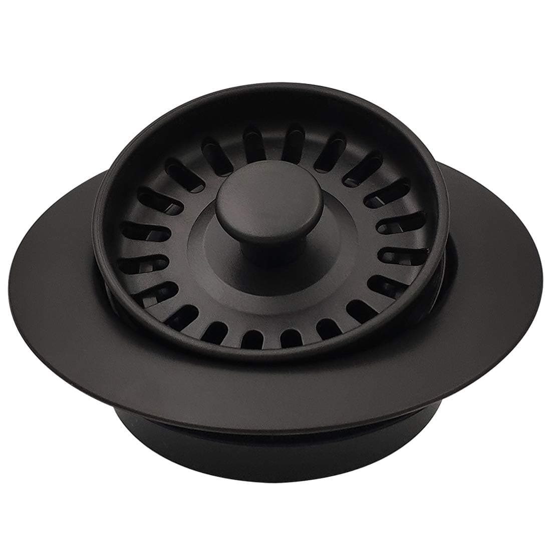 Garbage Disposal Strainer and Stopper with Decorative Disposal Flange in Black, Fit 3.5 Inch Standard Drain Hole