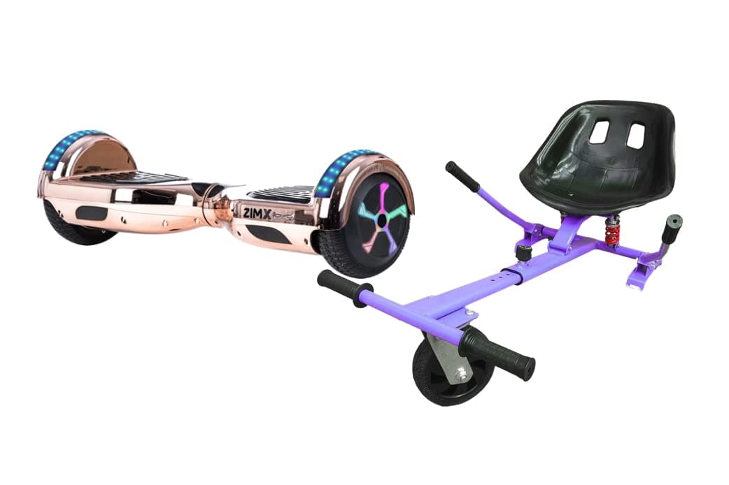 ROSE GOLD CHROME - ZIMX CB3A BLUETOOTH HOVERBOARD SEGWAY WITH LED WHEELS UL2272 CERTIFIED + HK5 PURPLE