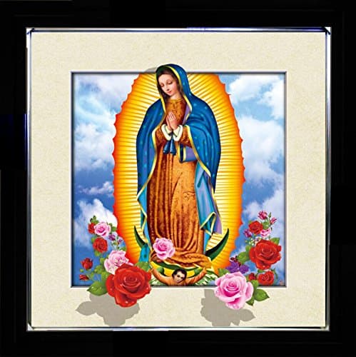 5D / 3D + Lenticular Framed 3d Picture Poster Artwork Wall Decor Holographic Pics Optical Illusion Animated Image on Canvas (With Black Frame) (Guadalupe)