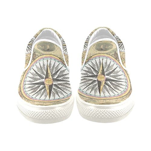 Canvas Shoes D-Story Custom Sneaker Compass and World Map Women Unusual Slip-on