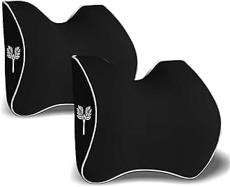 Grin Health Orthopedic Car Neck Rest Pillow – Large Curve | Contour Design for Medium Head-to-Seat Gaps | Memo-Active Foam Cervical Support for Comfortable Driving (Black (Pack of 2))