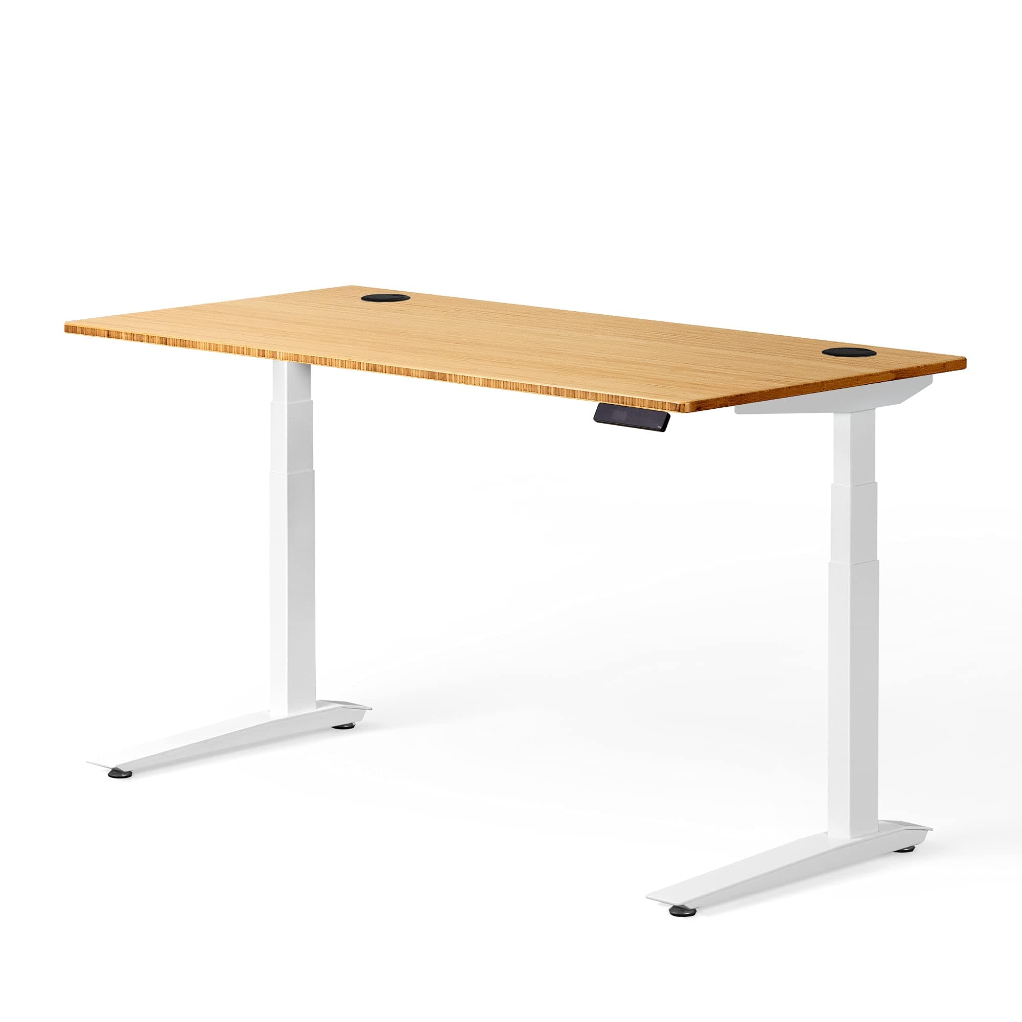 Jarvis Standing Desk Bamboo Top - Electric Adjustable Height Sit Stand Desk - 3-Stage Extended Range Frame with Memory Preset Handset Controller by Fully (White, 120 x 80 cm)