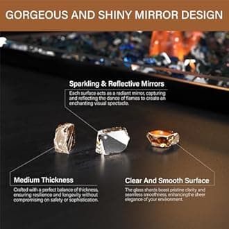 NUPICK 10 Pound Fire Glass, 1/2 Inch Reflective Fire Pit Glass, Tempered Firepit Glass Rock for Propane or Natural Gas, Glass Rocks for Fire Pit Table, Fireplace Glass for Landscaping, Copper