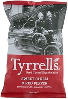 Tyrrells Hand Cooked English Crisps - Sweet Chilli & Red Pepper (150g) - Pack of 6