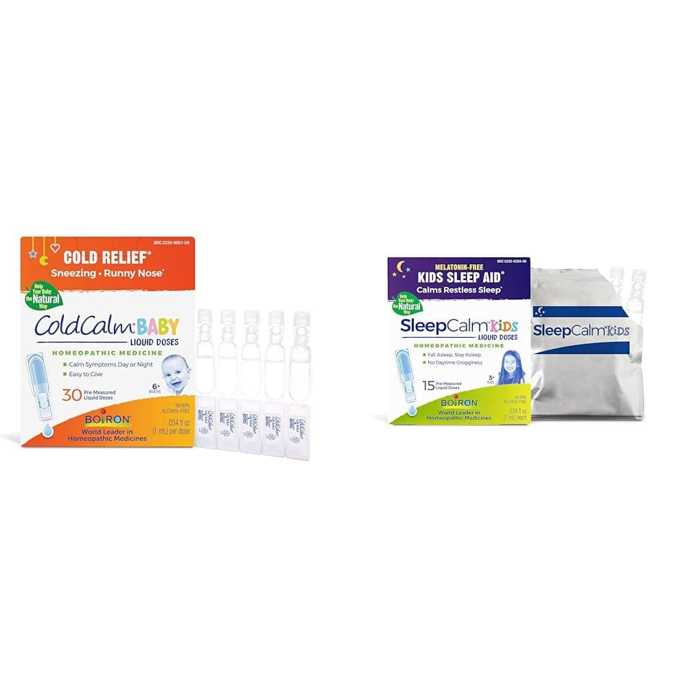ColdCalm Baby Single-Use Drops for Cold Symptoms Relief - 30 Count & SleepCalm Kids Liquid Doses Sleep Aid - 15 Count