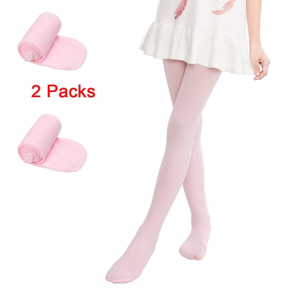 Hamkan Girls' Solid Color Microfiber Tights Leggings(Opaque Seamless Footed)/3 Years - Adult