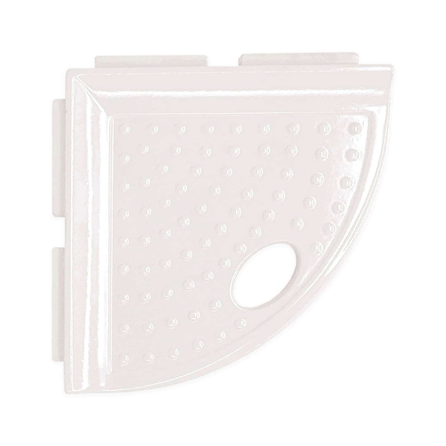 Questech 5" Corner Shower Footrest, Lugged for New Construction, Shaving Shelf for Inside Shower, Bathroom Storage Corner Caddy, Metro Lugged, White Polished