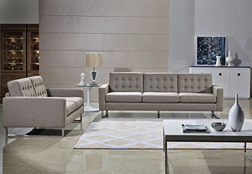 Angela Grey Fabric Modern Sofa and Loveseat Set (Cappuccino)