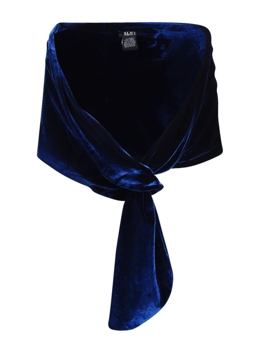 SLNY Womens Velvet Loop-Through Shawl/Wrap Navy O/S
