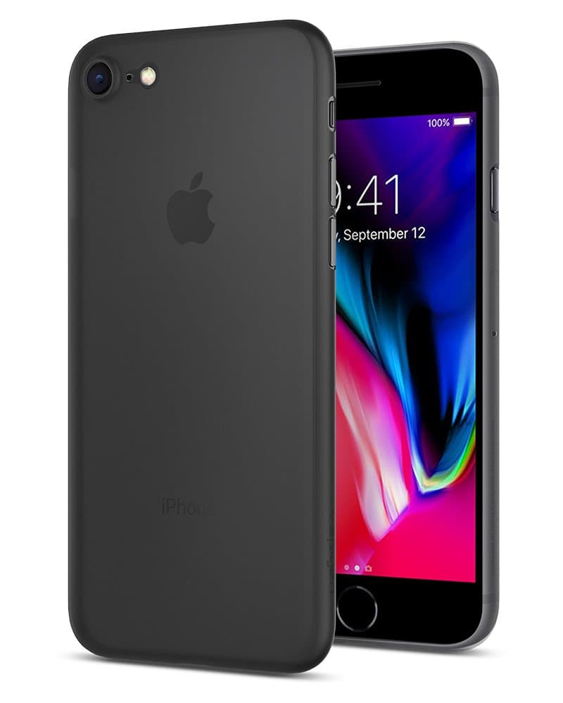 Spigen iPhone 8 Case, [Air Skin] Ultra Slim [Black] Thin Feather Light Semi Transparent Mobile Phone Case/Custom-Made Protective Case for Apple iPhone 8 Case – Black (054CS22591)
