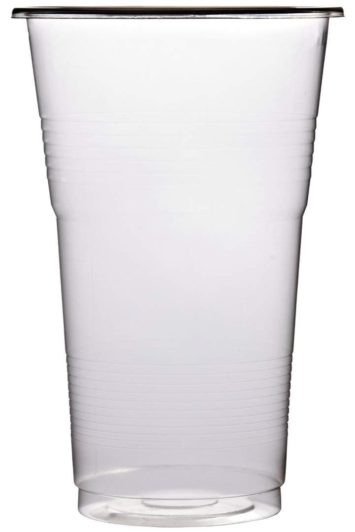 50 x 500ml Pint Plastic Cups with Markings - Strong Disposable Glasses