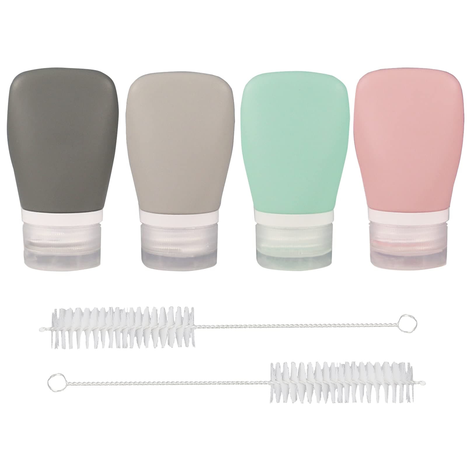 4Pcs Squeeze Salad Dressing Bottles, Leakproof Mini Sauce Condiment Bottles and Dressing to Go for Lunch, Portable Salad Dressing Container with 2Pcs Cleaning Brush (2OZ, 60ML)