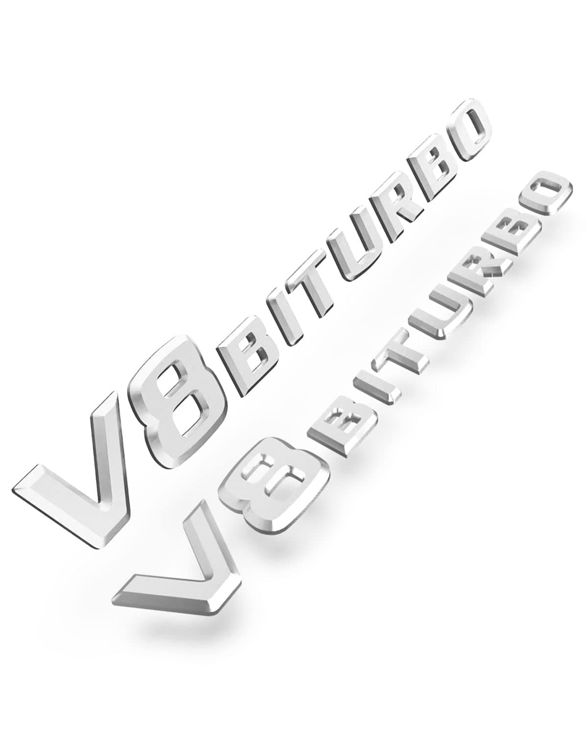 V8 BITURBO Logo Emblem Side Fender - Left & Right Adhesive Nameplate for Mercedes-Benz AMG Decoration Modified 2pcs (Silver)