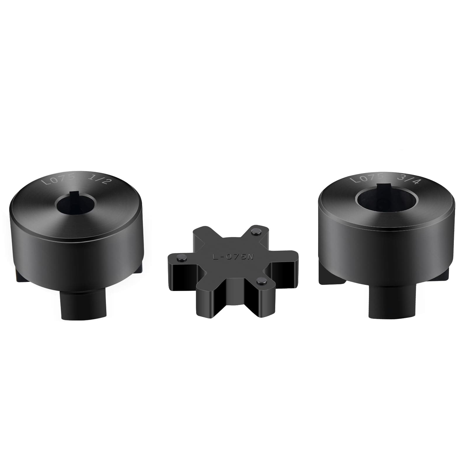1/2" to 3/4" L075 Flexible 3-Piece L-Jaw Coupling Coupler Set & Rubber Spider for Log Wood Splitter Hybrid Equipment