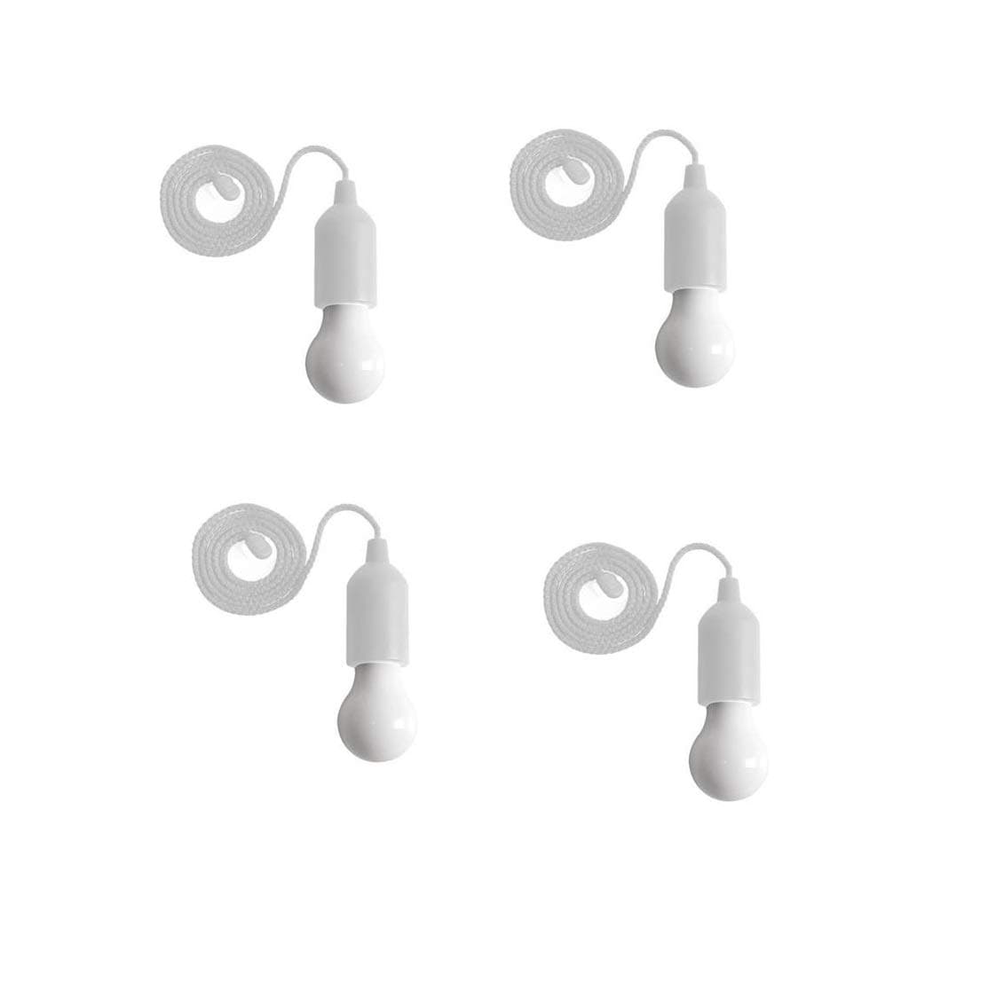 THE NIFTY NOOKI Set of 4 Pull Rope LED Bulb I for Weddings I Indoor, Outdoors I Back Yard Decor I Kids Bedroom (White)
