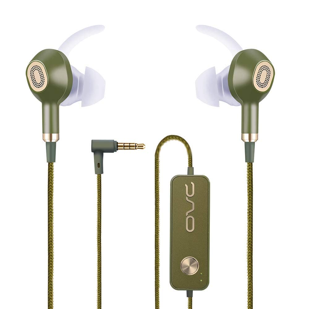OVC Active Noise Cancelling Earbuds Earphone Wired ANC Headphone - 60 Hours Playtime, Dual Driver, Bass Enhancement, Volume Control with Microphone, 3.5mm Plug for Android (Green)