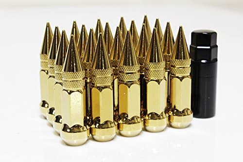 Z Racing 80mm Steel Spike Lug Nuts 20 Pieces with Socket Key - 12x1.5mm - Gold