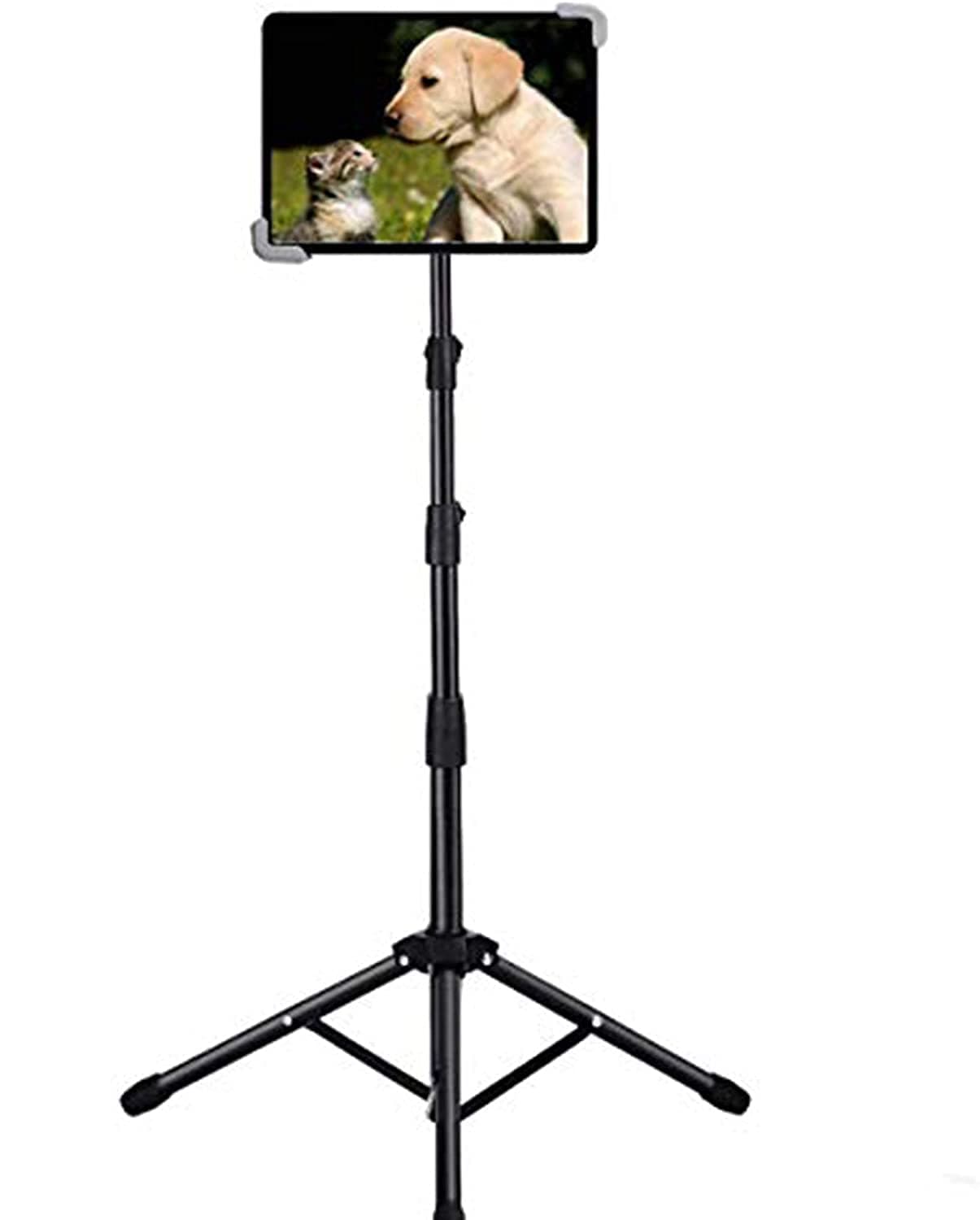 Ruren Tripod Stand Compatible withIPad, Foldable Floor Height Adjustable Tablet Tripod Stand for iPad Mini, iPad Air, iPad 1,2,3,4 and All 8-12 Inch Tablets
