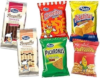 Surtido Picaritas, Picaronas, Meneitos, Barquillos, Bizcocho Palmareno - 6 Pack Assorted Family Size Snacks from Costa Rica