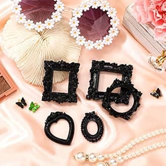 Vicenpal 40 Pcs Vintage Resin Picture Frame Antique Photo Resin Frame Mini Resin Jewelry Display Frame Photography Photo Frame DIY Small Photo Frame for Photo Home Decoration (Black)