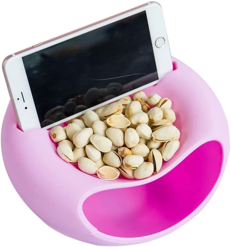 PERSIAN Multi-function Stylish Snacks Storage Box Double Layer Container Household Plate Serving Dish Organizer - Perfect For Snacks, Fruit, or Pistachio/Sunflower Seeds Storage Box (pink)