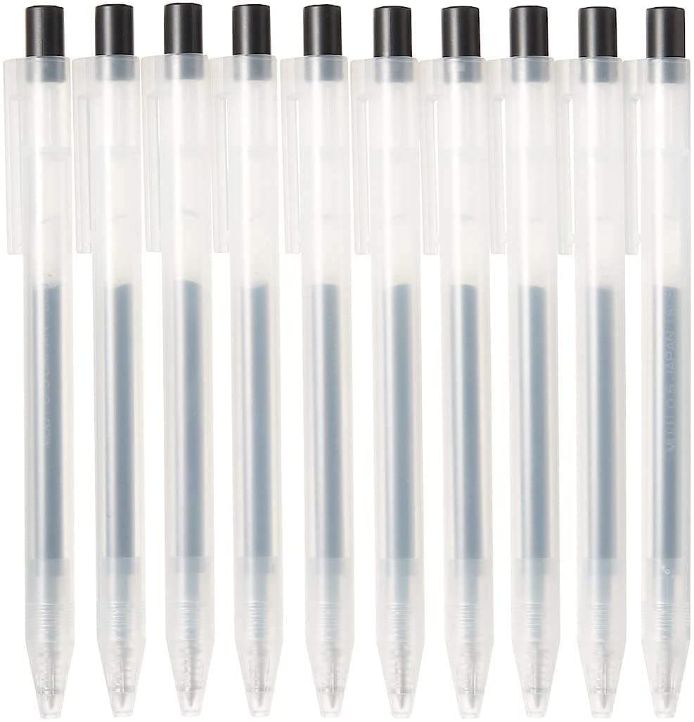 Smooth Gel Ink Ballpoint Pen Knock Type 10-Pieces Set, 0.5 mm Nib Size, Black
