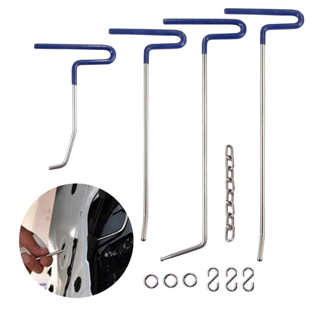 Mookis Car Dent Remover Tools Paintless Dent Repair Rods Tools 4 PCS Auto Body Dent Repair Rods for Car Dent and Hail Repair (Silver)