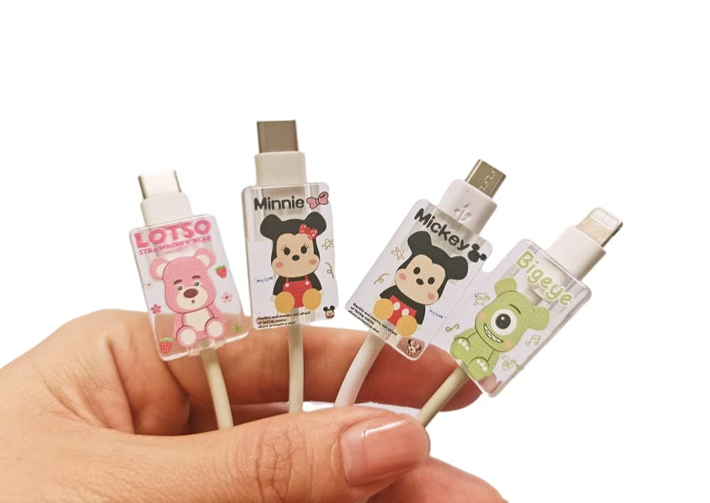 Cute Cartoon Cable Protector for iPhone Android Charger, Kawaii My Melody Kulomi Dog Pattern 4 pcs Set USB Cable Protector,Charging Cord Protector,Cable Chomper,USB Charger Saver (7)