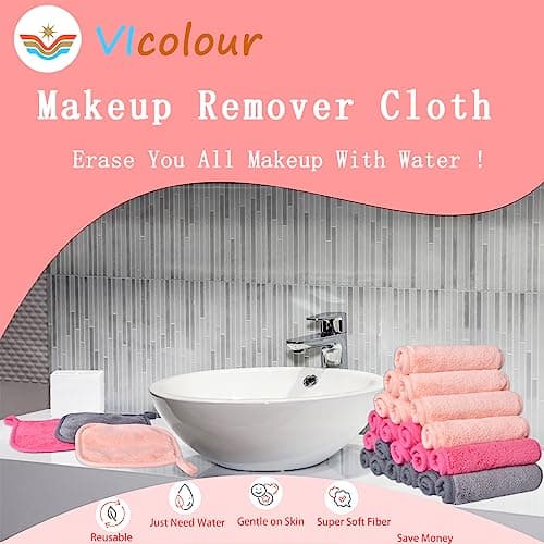 Thick Microfiber Makeup Remover Cloth Reusable Facial Makeup Remover Towels Premium Face Wash Cloths for Makeup Removal 5X5Inch 12pack