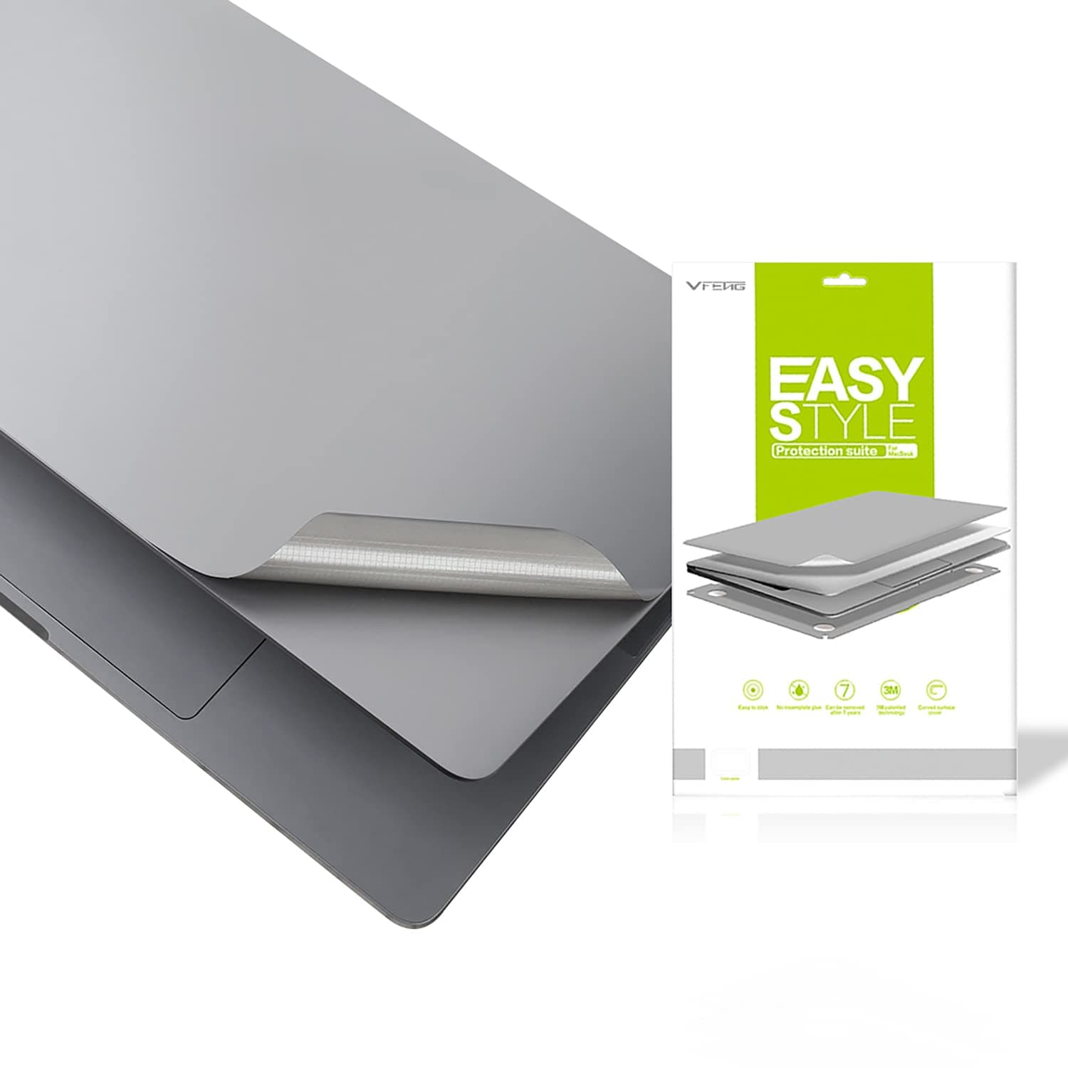 Premium 6-in-1 3M Protective Skin Decals for 2018~2021+ MacBook Air 13-inch 13.3" (Model: A1932/A2179 /A2337),with High Clear Screen Protector-Silver