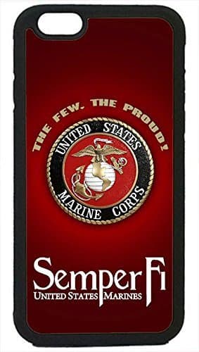 THE FORCE SERIES - Sleek, stunning & unique -USMC Marines Semper Fi Marine Corps Logo RubberSilicone Black Case Cover for iPhone 6 PLUS/6S PLUS (5.5 in), by Cell World LLC- Tm
