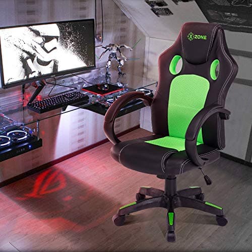 Kerms Gaming Chair Ergonomic High Back PU Leather Racing Style with Adjustable Armrest and Back Recliner Swivel Rocker Office Chair Black/White