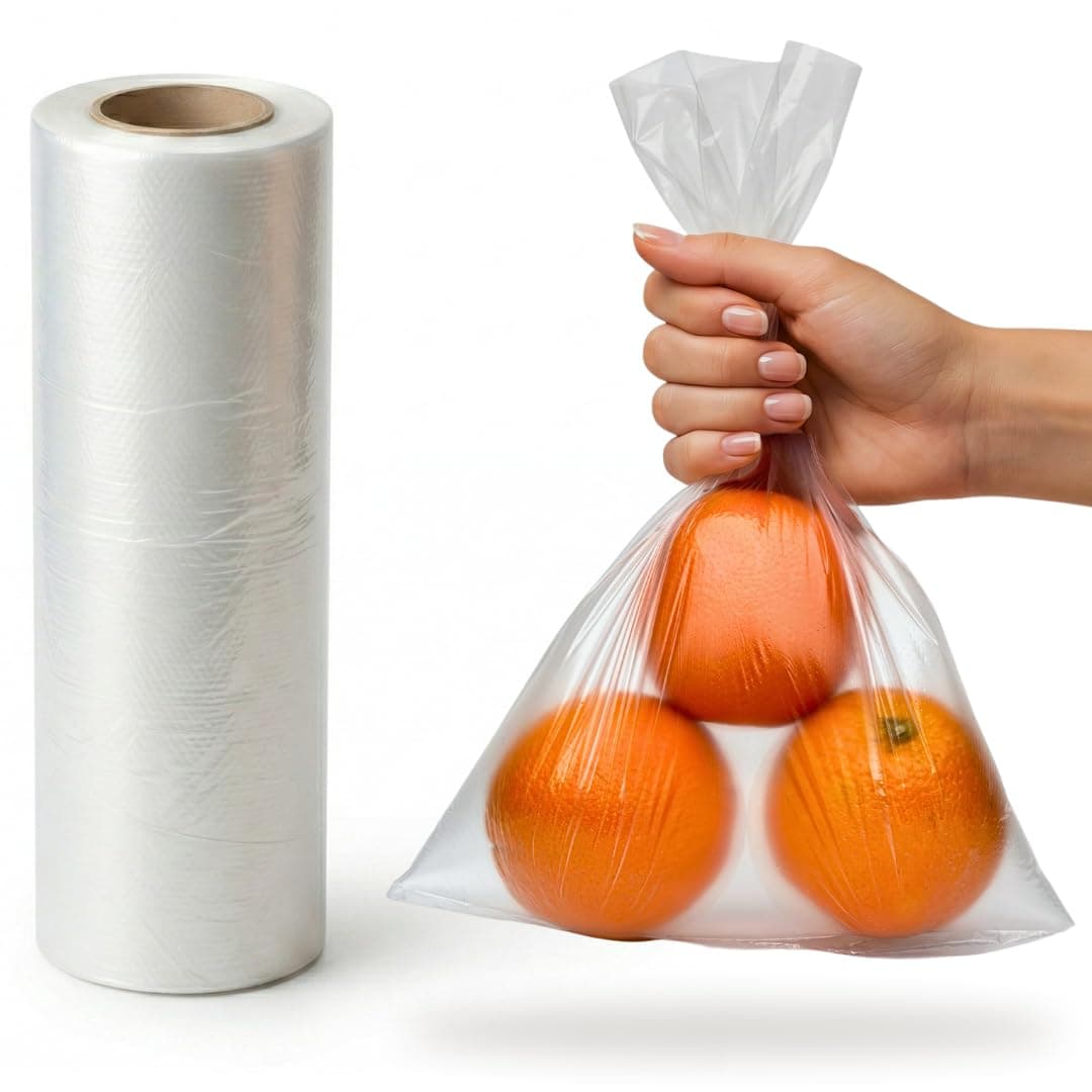 Clear Plastic Food Bags On a Roll - 1000 Pack, 9 x 14", Fruit Vegetable Nuts Sandwich Storage, Freezer Bag, Disposable Reusable