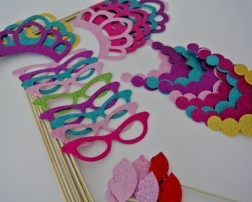 36 Pc Photo Booth Party Props Mustache on a Stick Glitter Foamy New Years Gold