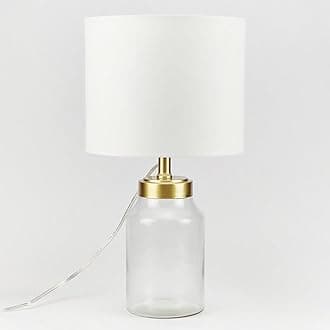 20" H Clear Glass Fillable Table Lamp with White Shade (Bulb Not Included)