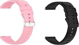 Foyscr Silicone Strap, Quick Buckle Waterproof Soft Strap, Black Strap, Silver Stainless Steel Buckle, Men's and Women's Smartwatch Strap, Sport Watch Strap