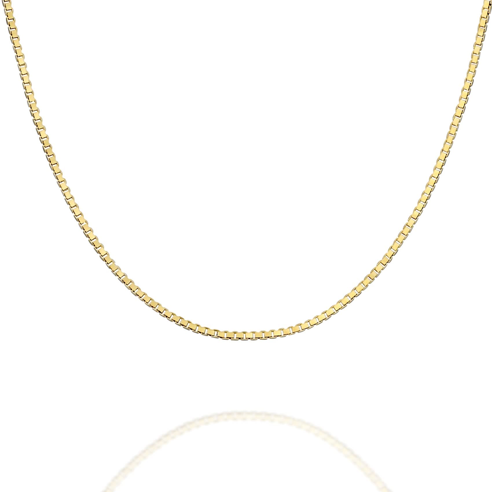Solid 925 Sterling Silver, 22K Gold Plated, Italian 1.0mm Diamond-Cut Square Box Chain Necklace for Men and Women, Made in Italy