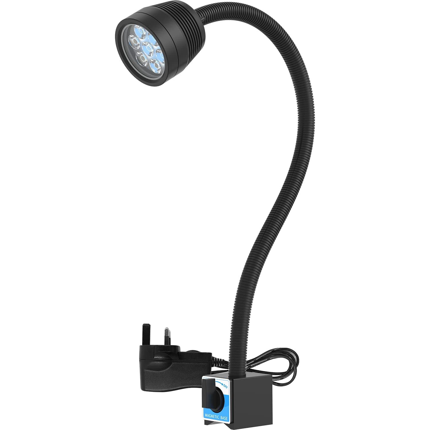Magnetic Work Light,14W Magnetic Lamp, IP65 Water Proof Flexible Gooseneck Lamp 1400 Lumens for Lathe Milling, Drill Press, Industrial Lighting [Energy Class A+++]